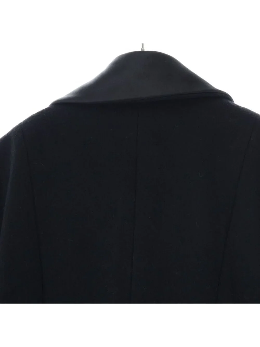 Chanel Double Breasted Wool Long Coat CC Logo Button Bracelet Silk